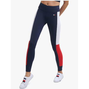 TOMMY HILFIGER Womens Performance Leggings XS Navy Blue Jersey High Rise NWT